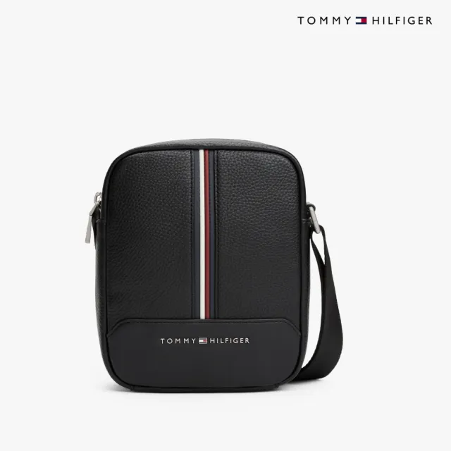 【TOMMY HILFIGER】官方旗艦館 中央條紋迷你記者包_黑色