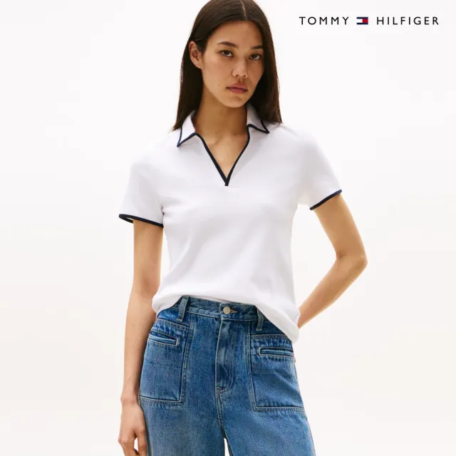 【TOMMY HILFIGER】官方旗艦館 對比飾邊開領 Polo 衫_裸色