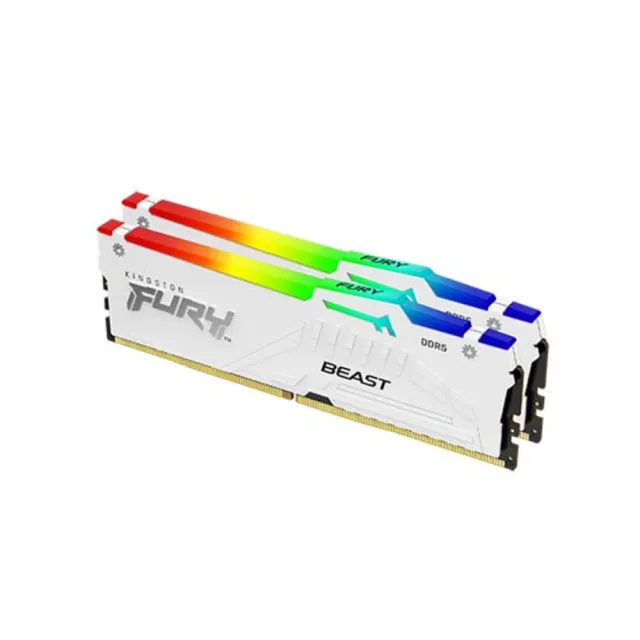 【Kingston 金士頓】FURY Beast DDR5 RGB 6000MT/s 64GB(2x32GB)記憶體 白色(KF560C30BWEAK2-64)