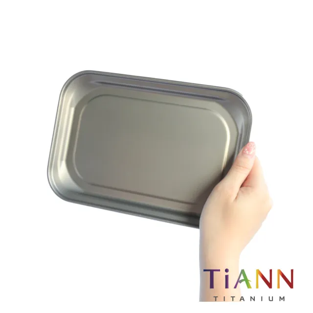 【TiANN 鈦安】萬用鈦烤盤 小款-22x15公分(小砧板/餐盤/砧盤/砧板/沾板/切菜板/烘焙烤盤/露營餐盤)