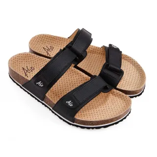 【A.S.O 阿瘦集團】A.S.O 足健康系列-涼鞋自黏帶拖鞋(男鞋_黑色)