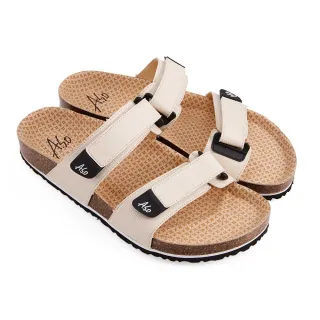 【A.S.O 阿瘦集團】A.S.O 足健康系列-涼鞋自黏帶拖鞋(男鞋_米色)