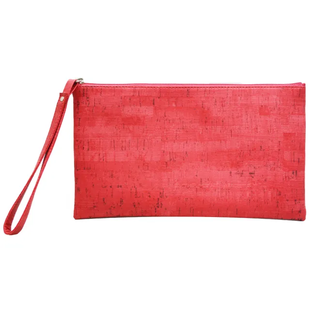【GIORGIO FEDON 1919】福利展示品 仿軟木塞質感拉鍊萬用袋(紅)
