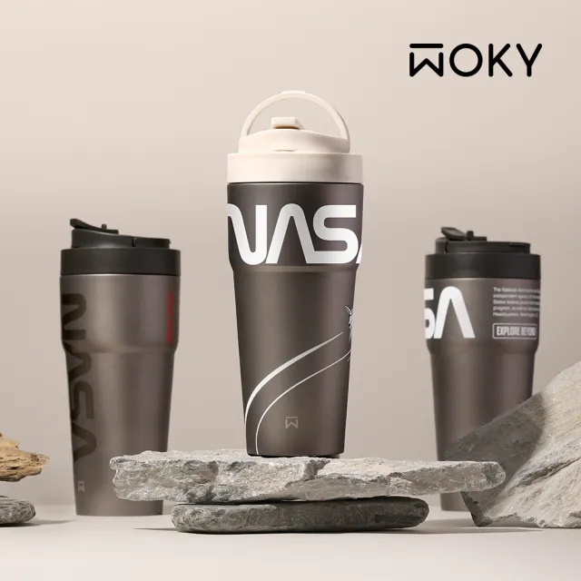 【WOKY 沃廚】NASA聯名_Ti純鈦渾圓杯770ml-附Tritan彈跳吸管(隨行杯/吸管杯/保溫杯瓶)
