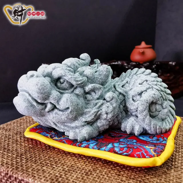 【財神小舖】鎮宅化煞 青砂石麒麟擺件(已開光  招財 開運 銅錢 辦公桌 高雄進寶財神廟)