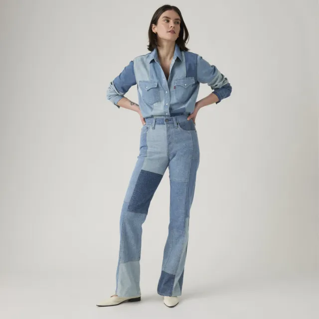 【LEVIS】女款 牛仔襯衫 拼接襯衫 設計款襯衫 女生上衣 熱賣單品 003TO-0000