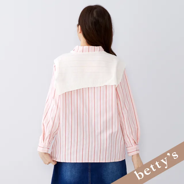 【betty’s 貝蒂思】出清品  兩件式披肩直條紋襯衫(粉色)