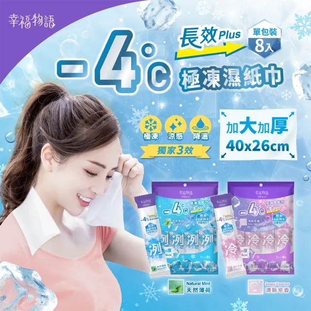 【Injoyyi 幸福物語】-4°c極凍長效PLUS 體用抗菌濕巾8入x5包(涼感降溫 單入包裝 加大加厚)