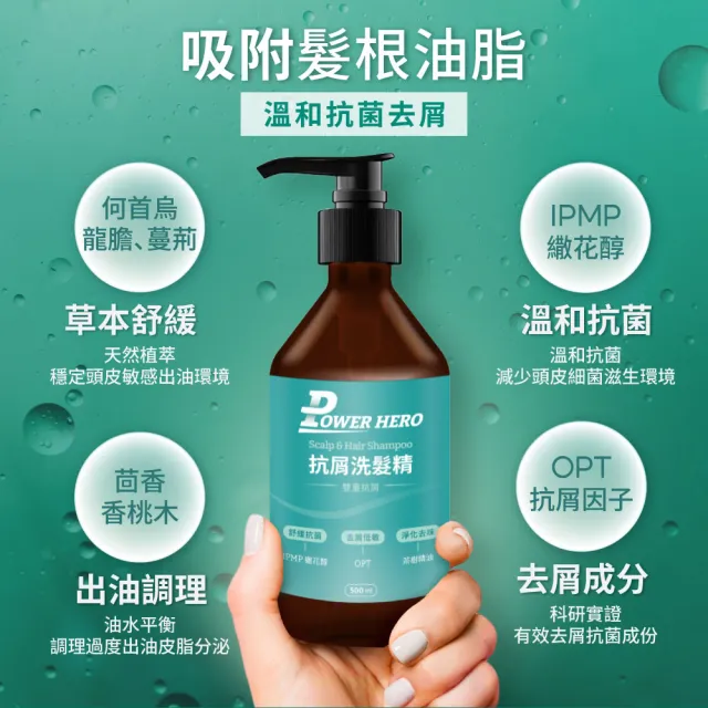 【PowerHero 勁漢英雄】洗髮精500mlx3入組(強健豐盈/極黑精粹/薄荷涼感/抗屑)