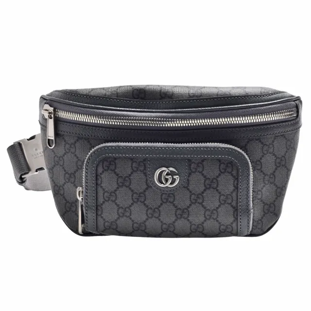 【GUCCI 古馳】經典Ophidia GG Supreme印花帆布腰包(灰色733868-UULHK-8576)