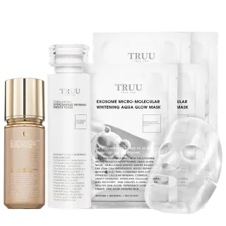 【TRUU 童】美白外泌體精華露150ML+蜂王乳再生乳液50ML+外泌體水光面膜4入(美白透亮潤澤 重獲新生光感！)