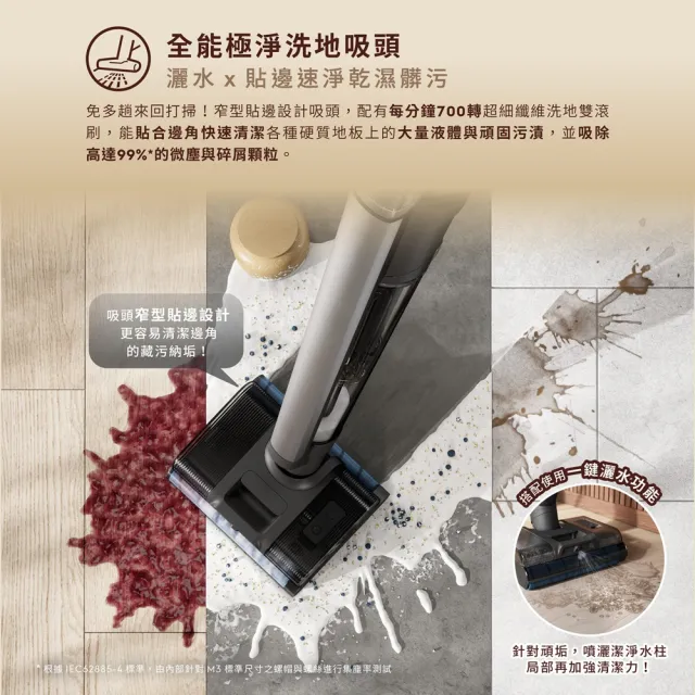 【Electrolux 伊萊克斯】極適家居800 三機一體熱烘吸拖洗地機/吸塵器(EFW81713 冷峽灰)