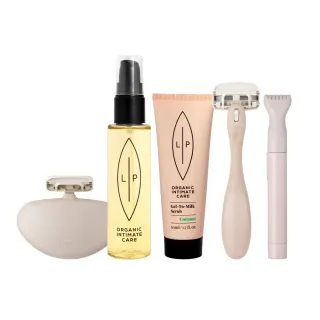 【LIP Intimate Care 瑞典私密護理】完美除毛保養美體刀組(除毛前後保養 肌膚柔嫩光滑 貝印除毛刀 VIO)