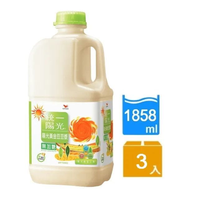 【統一陽光】陽光黃金豆無加糖豆漿1858mlx3入/組