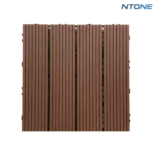 【NTONE】拼接地板-咖啡色條紋款10片 卡扣式拼接地板 仿實木地板 防水防滑耐磨(拼接地板)