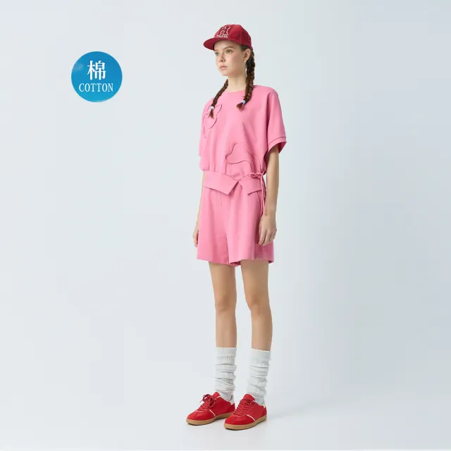 【YUANDONGLI 元動力】休閒寬鬆棉質四分短褲(桃；S-L；4252176601)