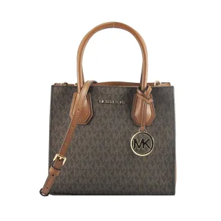 【Michael Kors】滿版PVC LOGO寬底手提/肩背/斜背包(深咖)