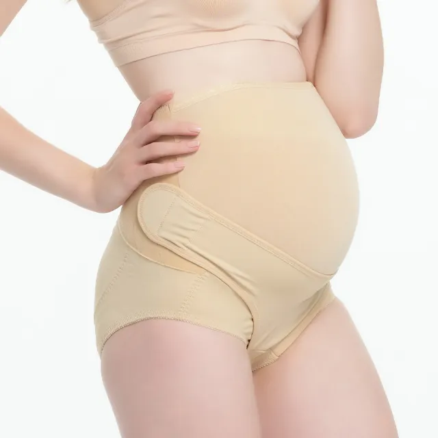 【Gennies 奇妮】2件組*棉質活動式托腹內褲-膚(孕婦內褲 托腹褲 短筒)