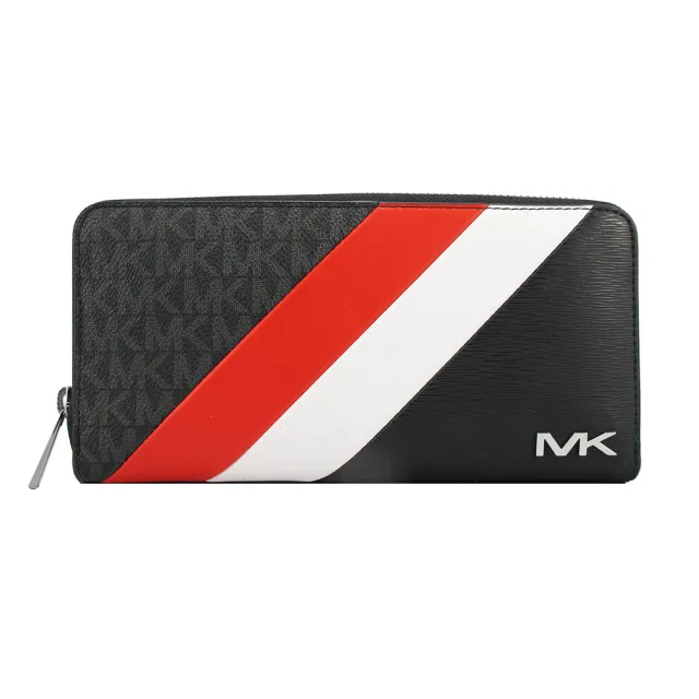 【Michael Kors】COOPER新款率性PVC皮革拉鍊長夾(紅白)（其他規格）