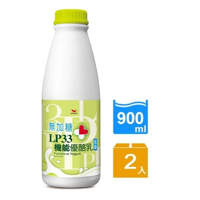 【統一】LP33無加糖機能優酪乳 900mlx2入
