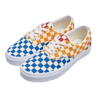 【VANS】Era 經典平底 帆布鞋 男女 藍黃紅撞色棋盤 4孔格綁帶 低筒 休閒鞋 滑板鞋 VN0A38FRVLV