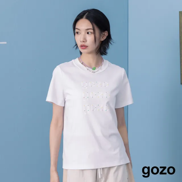 【gozo】立體泡泡品牌LOGO印花T恤(兩色)
