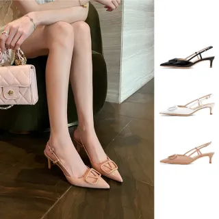 【J&H collection】羊皮尖頭細跟女鞋 涼鞋(卡其色／黑色／白色)