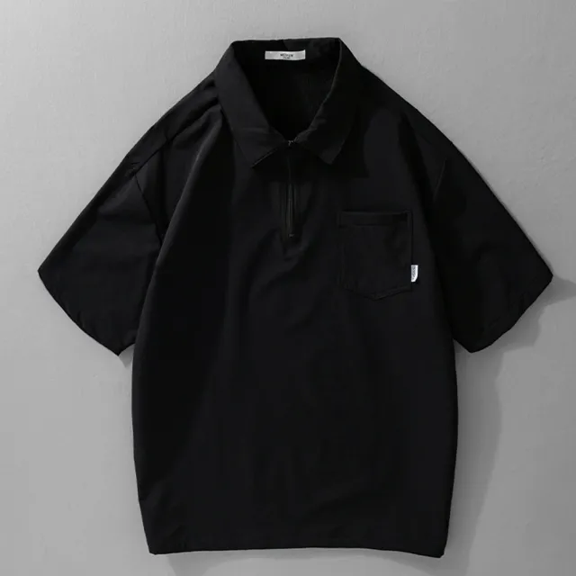 【巴黎精品】男POLO衫短袖上衣寬鬆襯衫高爾夫球衫休閒男裝(夏日潮流工裝拉鍊領男上衣3色n1kq90)