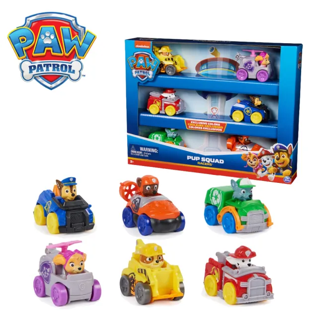 【paw patrol 汪汪隊立大功】Pup Squad小車套組 口袋小賽車_SUNUP 非迴力車(內含玩具車x6)