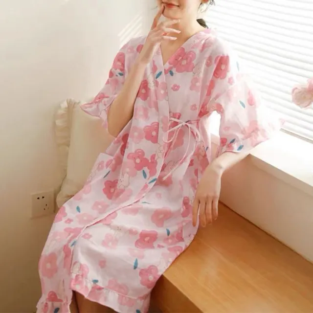 【AnZa】純棉印花和服居家睡衣睡袍