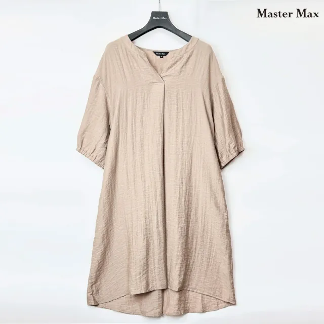 【Master Max】休閒寬鬆感素面V領七分袖洋裝(8321001)