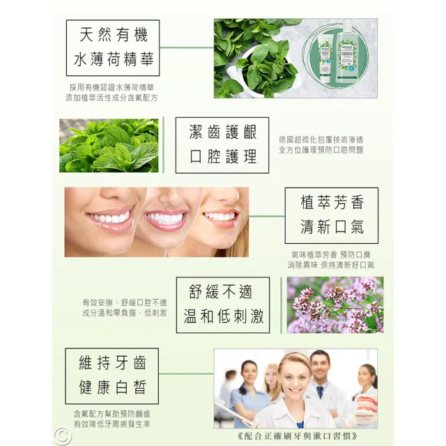 即期品【德國alkmene】6入組天然薄荷口腔保護漱口水500ml(總代理公司貨)