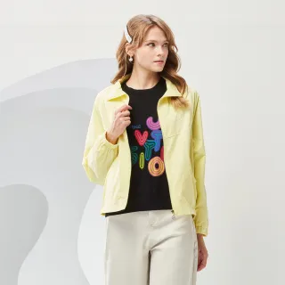 【MYVEGA 麥雪爾】MA拼接簍空蕾絲刺繡防風機能外套-黃