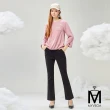 【MYVEGA 麥雪爾】MA打摺鬆緊後腰頭九分小喇叭褲-黑(日系/女長褲/女下身/女下著/西裝褲)
