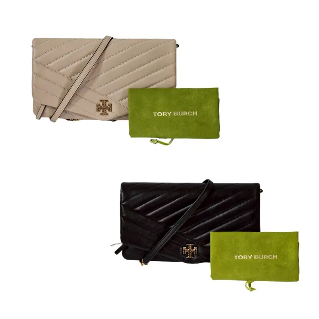 【TORY BURCH】Kira Chevron 小香風信封式斜紋縫線翻蓋肩背包兩色可選 贈送專櫃防塵袋(專櫃新款)
