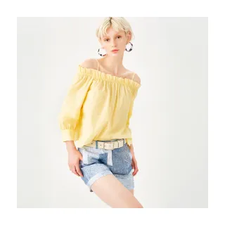 【Le Polka】荷葉平口吊帶上衣-女