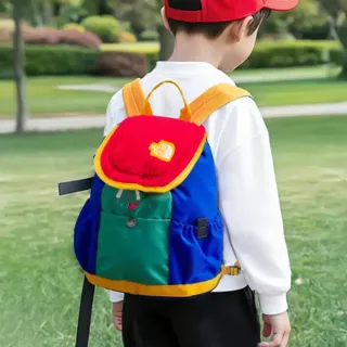 【The North Face 官方旗艦】北面兒童多色拼接繽紛幾何翻蓋式拉鍊後背包｜52VWATM(書包)