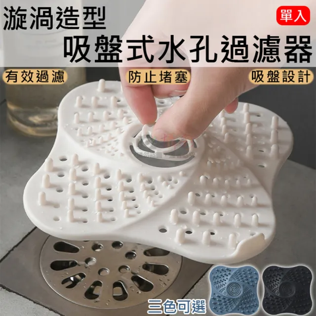 【捷華】漩渦造型吸盤式水孔過濾器 吸盤漩流式毛髮濾網 排水孔 濾網 防阻塞 攔截 防蚊蟲 地漏貼