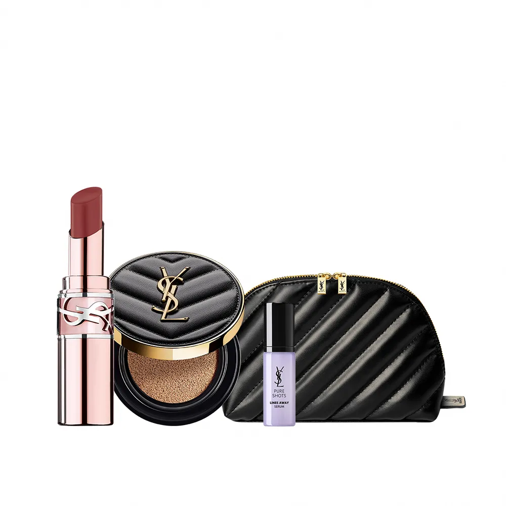 【YSL】官方直營 情挑霧光彩妝組(皮革氣墊+新品潤唇膏)