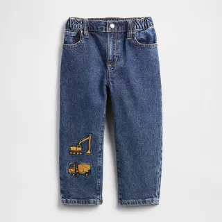 【GAP】男幼童裝 刺繡鬆緊牛仔褲-中度水洗(793409)