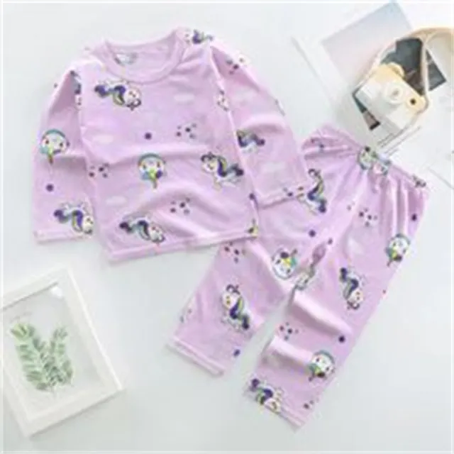 【安朵童舖】現貨韓版竹節棉家居服兒童睡衣套裝空調服長袖上衣褲子童裝(012)