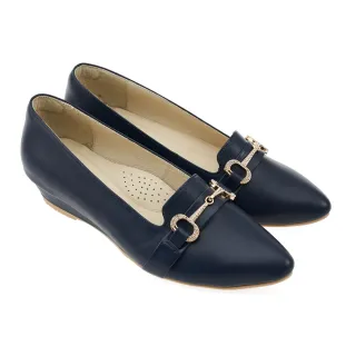 【A.S.O 阿瘦集團】A.S.O 窩心系列-輕奢優雅鍊條鑽釦楔型鞋(女鞋_黑色)