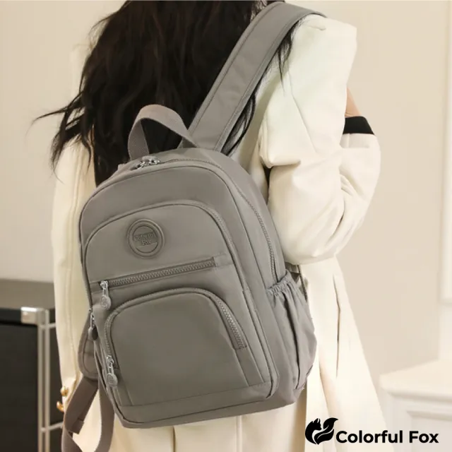 【Colorful Fox】韓版簡約防水包 功能型後背包 雙肩包(黑／灰／深藍／藍綠／紫／卡其