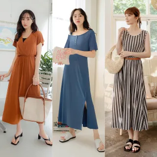 【OB 嚴選】觸膚柔軟懶人洋裝(涼感、冰箱、休閒、約會、渡假風)