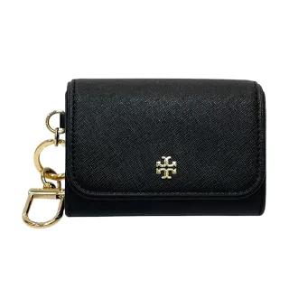 【TORY BURCH】Emerson系列簡約黑卡夾零錢包(157146-001)