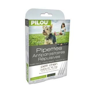 【Pilou 法國皮樂】非藥用防蚤蝨蚊滴劑-幼小犬1.5ml*3管(5個月-5公斤以下犬用 GMP認證法國製造 派卡瑞丁)
