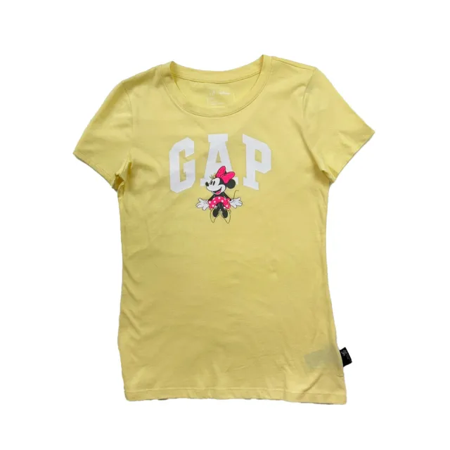【GAP】出清特價 米妮 GAP x Disney 短T 女T 鵝黃 棉質 短袖 Minnie T恤上衣 棉T(1519 CZ3)