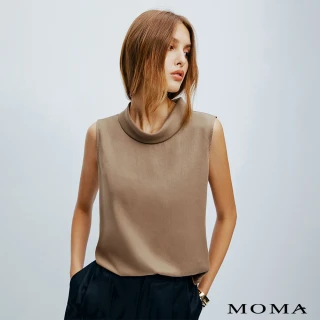 【MOMA】簡約 M+ 霧面絲綢光澤雙開衩立領背心(兩色)