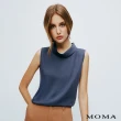 【MOMA】簡約 M+ 霧面絲綢光澤雙開衩立領背心(兩色)