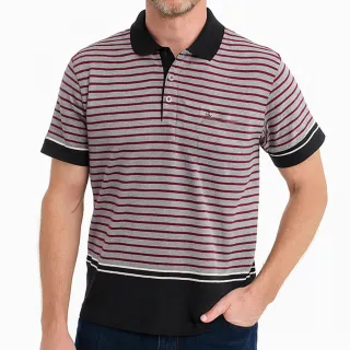 【SaintClair】法國品牌MIT台灣製經典條紋休閒短袖POLO衫-合身版(H2233-28紅灰)